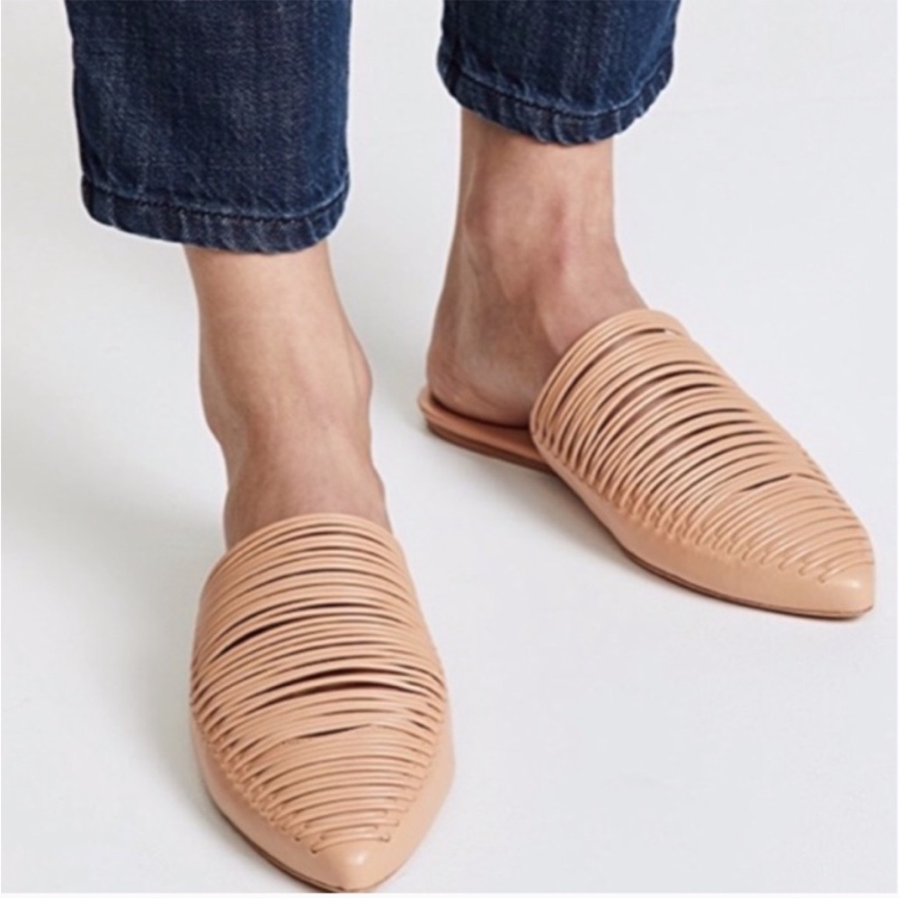 Tory Burch Blush Beige Strappy Leather Slip-On Mules